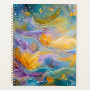 Abstrakte goldene Lotus-Schwimmblumen Planer