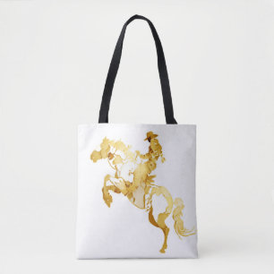 Abstrakte goldene Pferd und Reiter Tasche