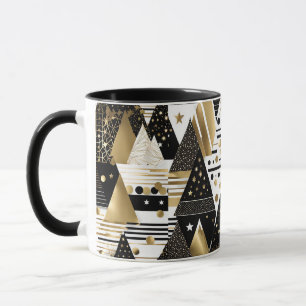 abstrakte goldene und schwarze Dreiecke Kaffeetass Tasse