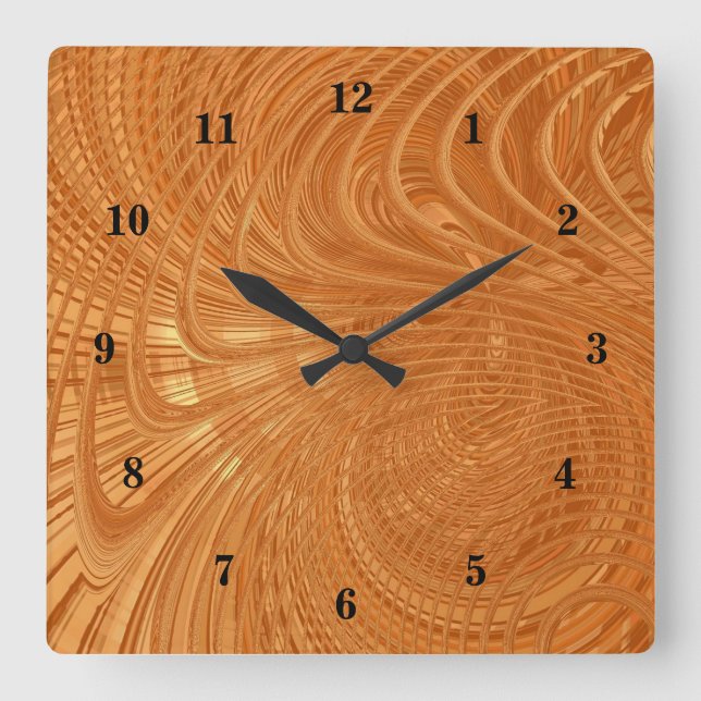 Abstrakte goldene Wave Wall Uhr (Vorderseite)