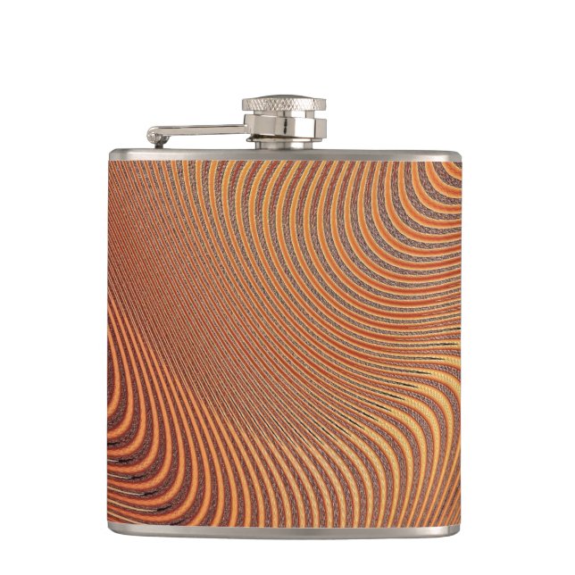 Abstrakte Goldene Wavy-Art-Flasche Flachmann (Vorderseite)