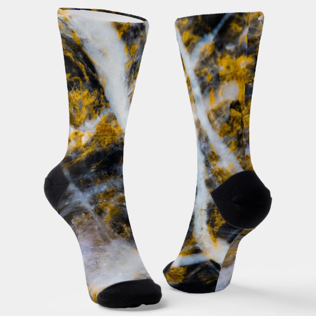 Abstrakte goldfarbene Linien Felsstruktur Socken (Gewinkelt)