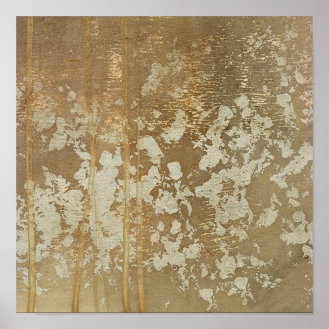Abstrakte Goldmalerei mit Silberfalten Poster (Vorne)