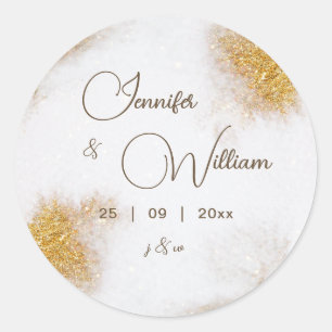 Abstrakte Goldmedaille-Hochzeit des Glitzer Runder Aufkleber