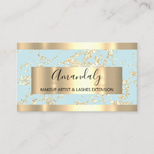 Abstrakte Goldstriche Rahmen Marbella Aqua Blau Visitenkarte