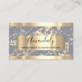Abstrakte Goldstriche Rahmen Marble Grau Blau Visitenkarte