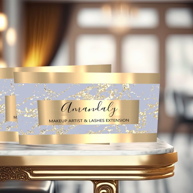 Abstrakte Goldstriche Rahmen Marmorpastel blau Visitenkarte (Luxury Marble Business Card FlorenceK )