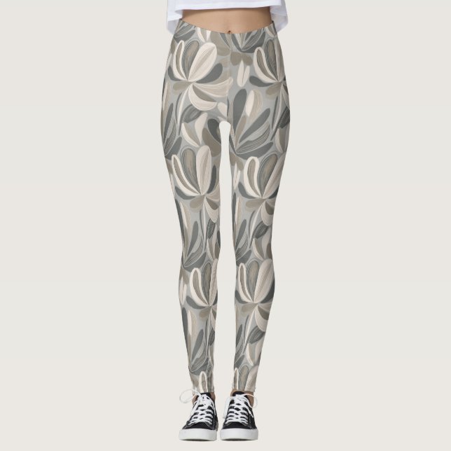 Abstrakte Gouache-Blumenkomposition Leggings (Vorderseite)