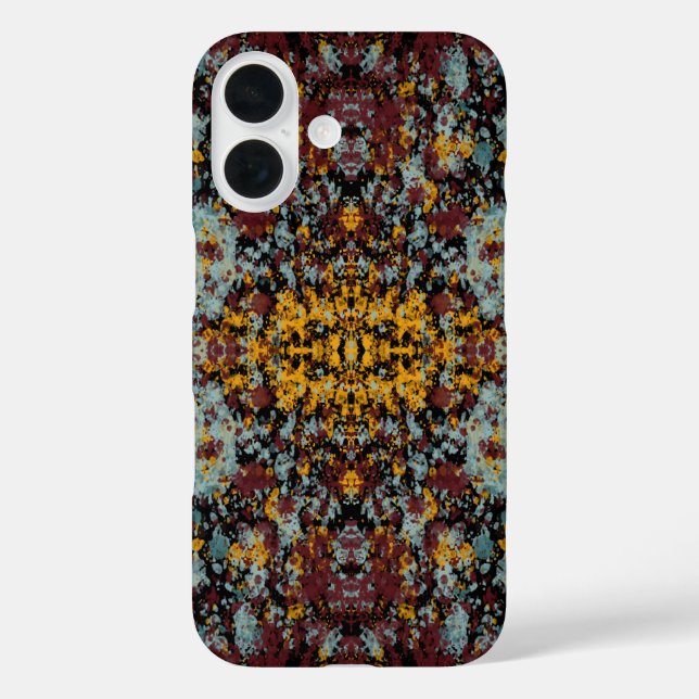 Abstrakte Graffiti-Splatter-Malerei auf Schwarz iPhone 16 Hülle (Rückseite)