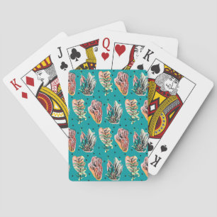 Abstrakte grafische Kaktus Sukkulentmuster Spielkarten