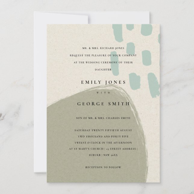 ABSTRAKTE GRAU BLAUE KRAFT SCANDI WEDING INVITE DANKESKARTE (Vorderseite)