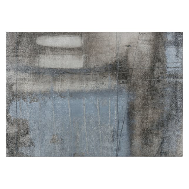 Abstrakte graue und blaue Malerei Schneidebrett (Vorderseite)