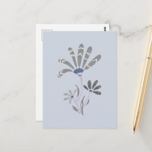 Abstrakte Graustufen-Psychedelische Blumen Postkarte