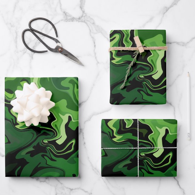 Abstrakte Green Flow Art Geschenkpapier Set (Vorderseite)