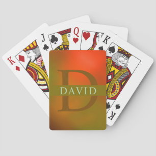 Abstrakte Green Orange Monogram Name Playing Cards Spielkarten