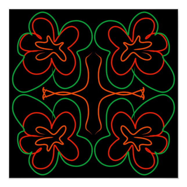 Abstrakte grün-orange Blume Poster (Vorderseite)