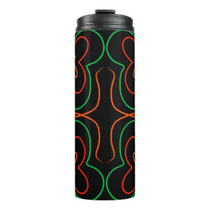 Abstrakte grün-orange Blume Thermosbecher