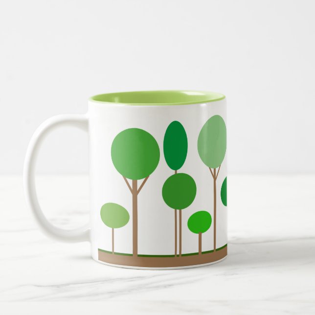 Abstrakte Grünbäume Zweifarbige Tasse (Links)