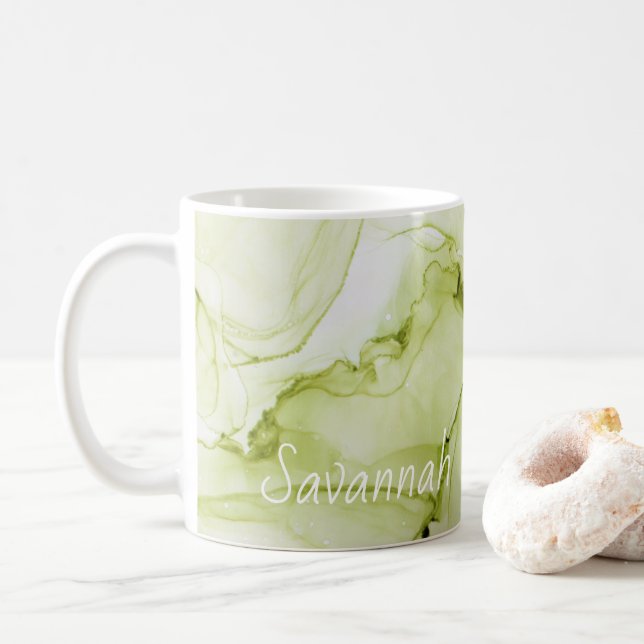 Abstrakte grüne Alkoholtinte als Kaffeemaschine Ta Kaffeetasse (Mit Donut)