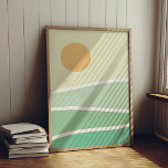 Abstrakte grüne Berge Poster<br><div class="desc">Abstrakte grüne Berglandschaft mit Sonnenuntergang.</div>