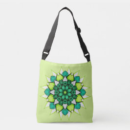 Abstrakte grüne Blume Mandala Tragetaschen Mit Langen Trägern