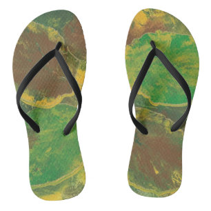Abstrakte grüne braune Birkenblätter Herbst FlipFl Flip Flops