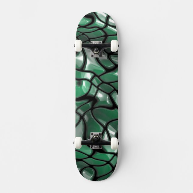 Abstrakte Grüne Edelsteine Skateboard (Vorderseite)