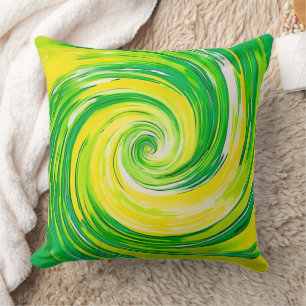 Abstrakte grüne gelbe Spiral Kunst Kissen
