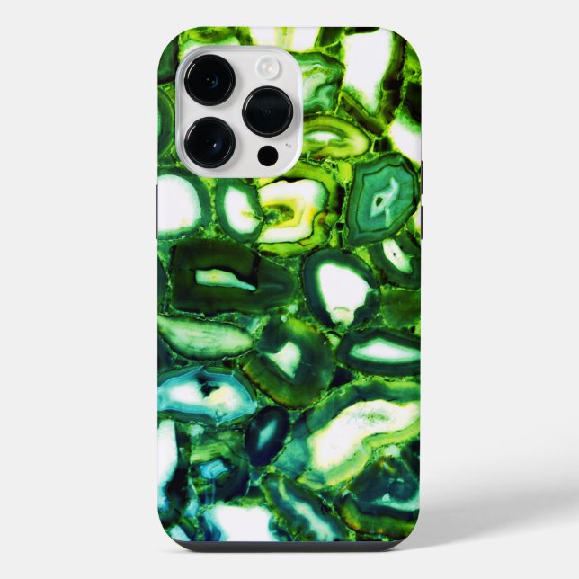 Abstrakte grüne Geode, grüner Edelstein iPhone 14 Pro Max Hülle (Rückseite)