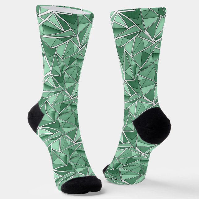 Abstrakte grüne geometrische Formen  Socken (Gewinkelt)