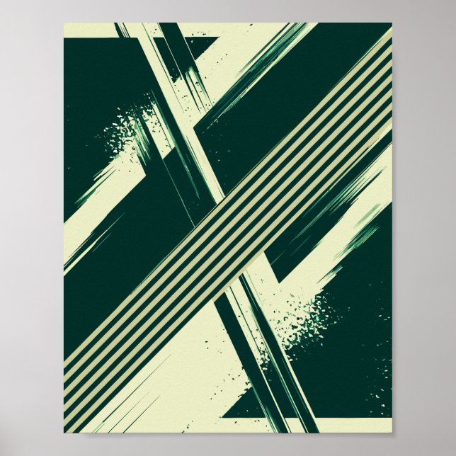 Abstrakte grüne geometrische Schläge Poster (Vorne)
