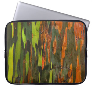 Abstrakte, grüne, orange und schwarze Malerei Laptopschutzhülle
