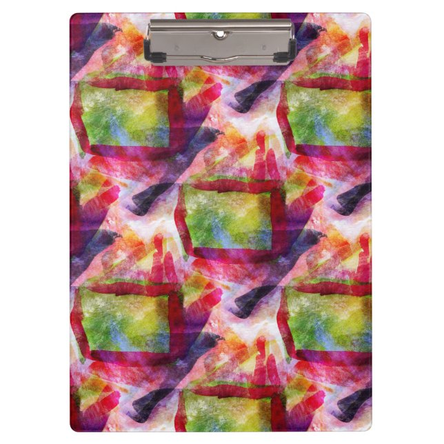 Abstrakte grüne, rote Tapete Klemmbrett (Vorderseite)