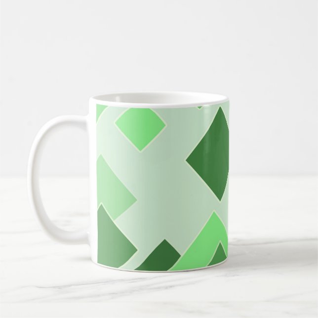Abstrakte grüne Töne - Quadrat-Muster Akzente Säul Kaffeetasse (Links)