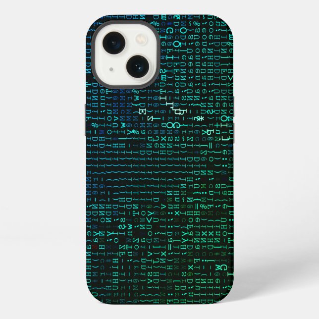 Abstrakte grüne und blaue Matrix Digital iPhone Hülle (Rückseite)