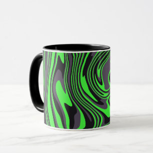 Abstrakte, grüne und schwarze Swirbelkunst Tasse
