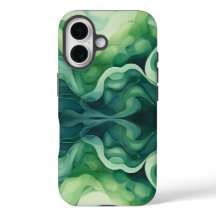 Abstrakte Grüne Waves Apple iPhone 16 Stummschaltu