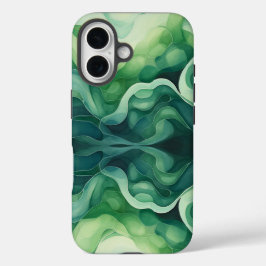 Abstrakte Grüne Waves Apple iPhone 16 Stummschaltu Hülle