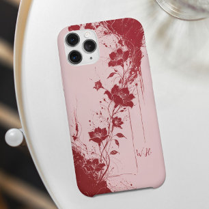 Abstrakte Grunge Blume Rosa Monogramm iPhone 16 Hülle