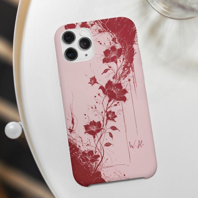 Abstrakte Grunge Blume Rosa Monogramm iPhone 16 Hülle (Von Creator hochgeladen)
