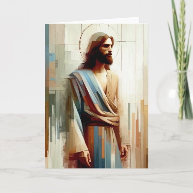 Abstrakte Grußkarte Jesus Portrait Karte (Vorderseite)