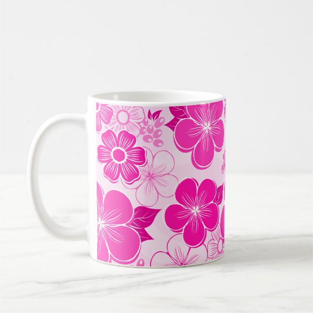 Abstrakte gürtelrosa Blume Kaffeetasse (Links)