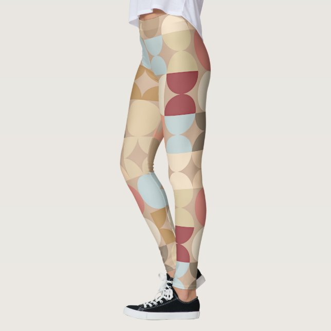 Abstrakte Halbkreise Mod Op Fusion Art Muster Leggings (Links)