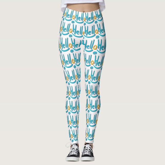 Abstrakte Hallo Musterkunst Leggings (Vorderseite)