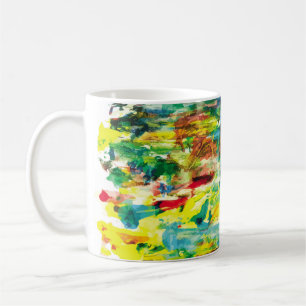 abstrakte Hand zeichne Ölmalerei Zusammensetzung. Kaffeetasse
