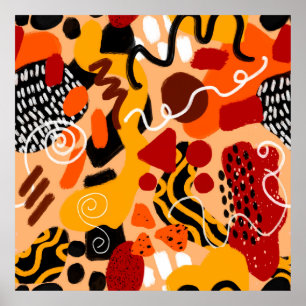 Abstrakte Hand Zeichnend geometrische Formen Pinse Poster