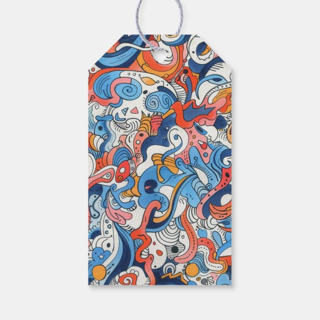 Abstrakte Handdoodles Geschenkanhänger (Rückseite)