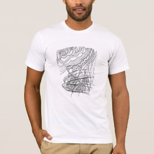 Abstrakte handgezeichnete Wellen- und Linien-Minim T-Shirt