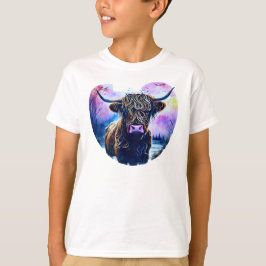 Abstrakte Heart-Shaped Highland-Cow-Malerei T-Shirt