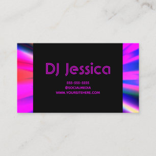 Abstrakte heiße rosa Neonlichter Nachtclub DJ Visitenkarte